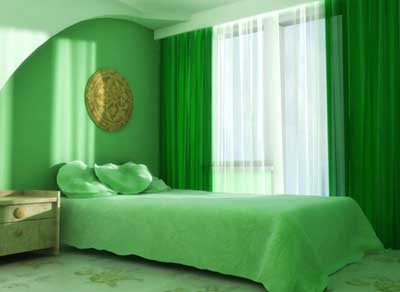 Зеленый цвет в отделке помещении